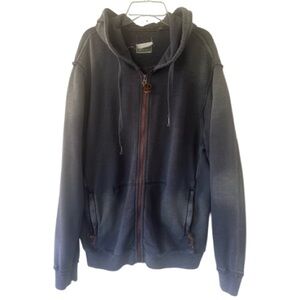 True Grit Bleached full zip Hoodie Men's M blue/gray heavy cotton